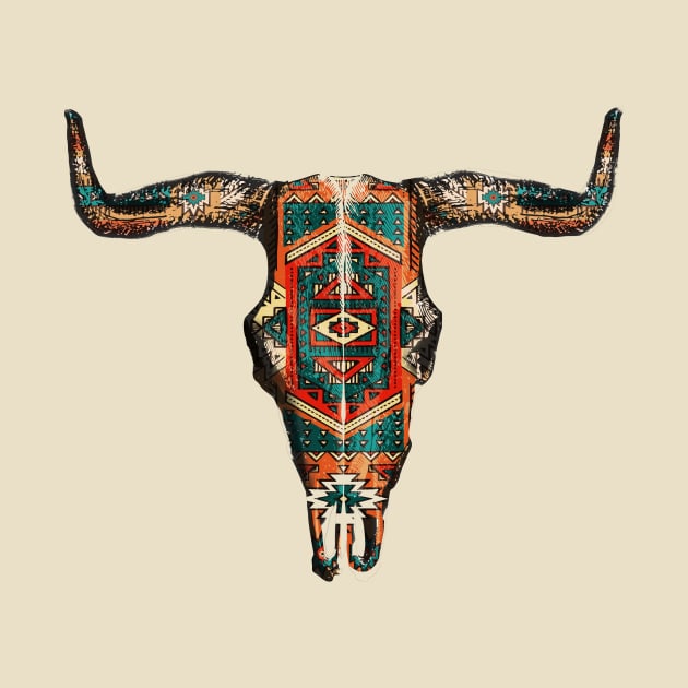 Copy of Vintage Aztec Indian Pattern Bull Skull Cowgirl design by bigraydesigns
