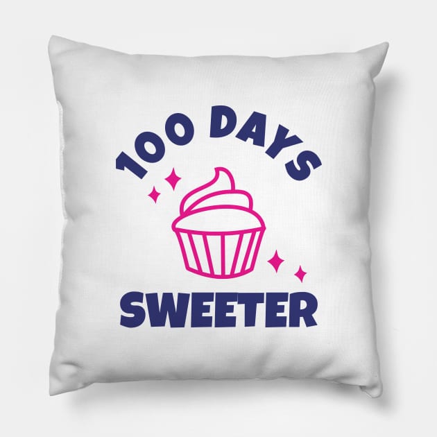 100 Days Sweeter - Happy 100 Days Of School Celebration Party Pillow by Petalprints
