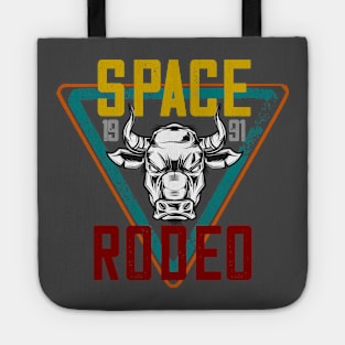 Space Rodeo bull distressed Tote