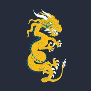 Golden Dragon with Turquoise Style T-Shirt