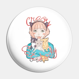 Crazy Cat Lady // A Pink-Haired Girl with her Three Cats Pin