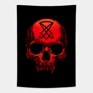 Human skull. Sigil of Lucifer Tapestry