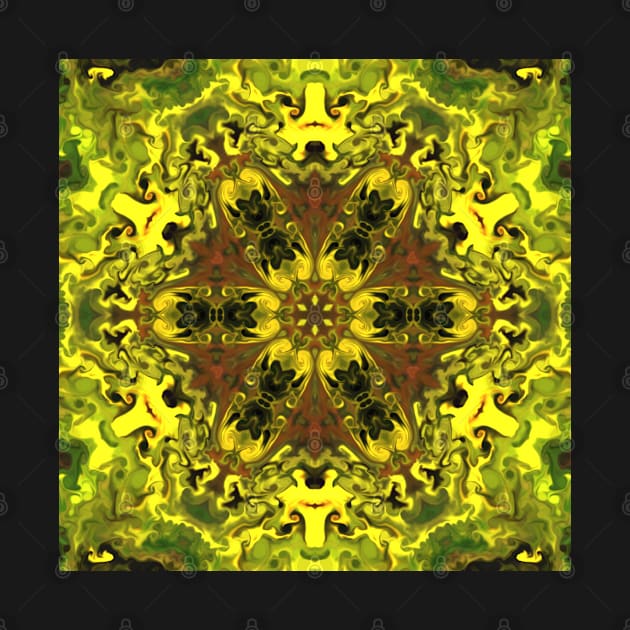 Psychedelic Hippie Flower Yellow and Green by WormholeOrbital