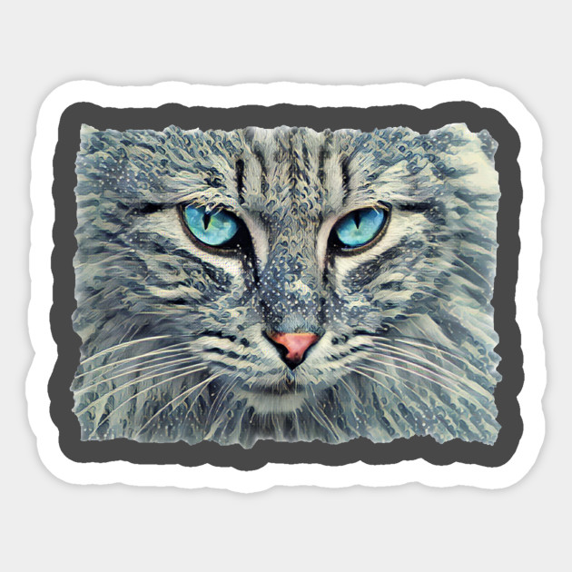 Grey Tabby Blue Eyes Blue Eyed Cat Sticker Teepublic