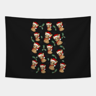 Christmas deers in santa hats Tapestry