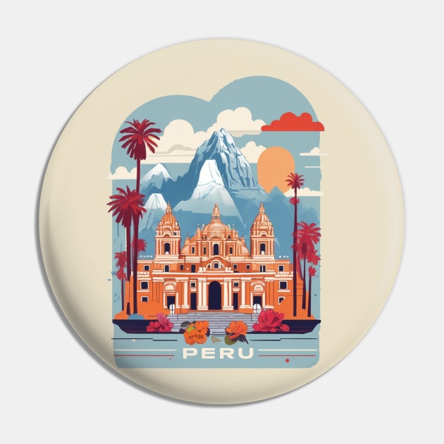 Vintage Travel Peru Design Pin by huefinder