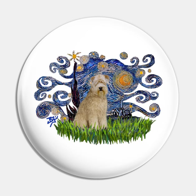 Wheaten Terrier in Adapted Starry Night Pin by Dogs Galore and More