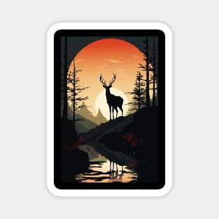 Deer in the sunset Magnet