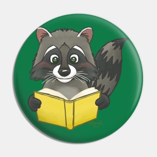 Raccoon Reading a Book! Pin