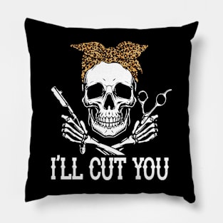 Skull Girl Hairdresser Funny Pillow