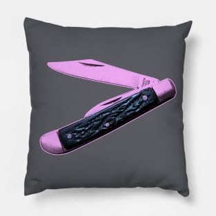 Pocket Knife in Retro Pink and Blue Pillow