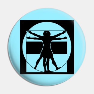 Vitruvian Man - Original Logo Banner Sigil - Dark Design for Light Backgrounds Pin