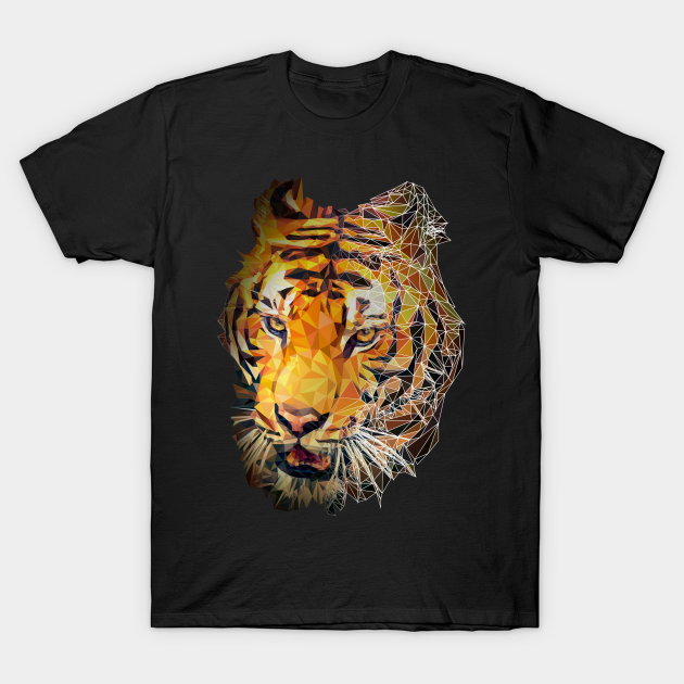 Discover Tiger Head with Polygon Triangular Design graphic - Fractals - T-Shirt