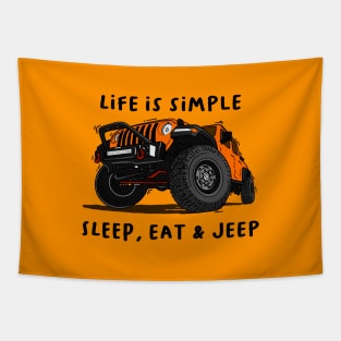 American Jeep Orange Tapestry