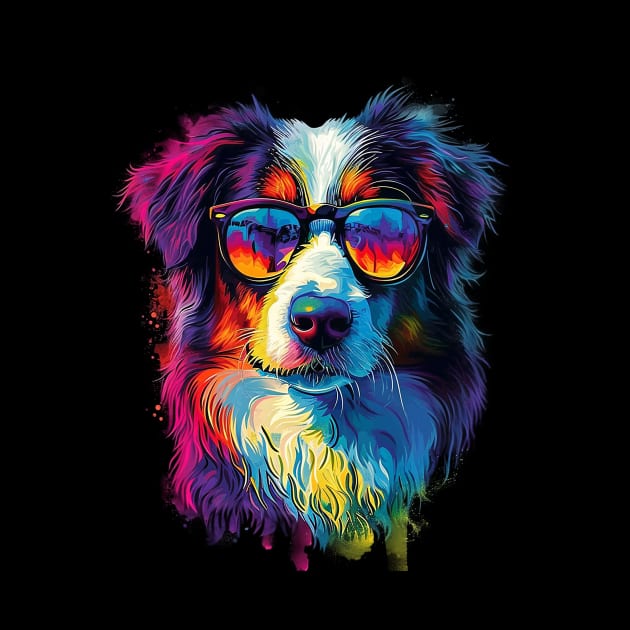 Colourful Cool Golden Doodle Dog with Sunglasses by CollSram