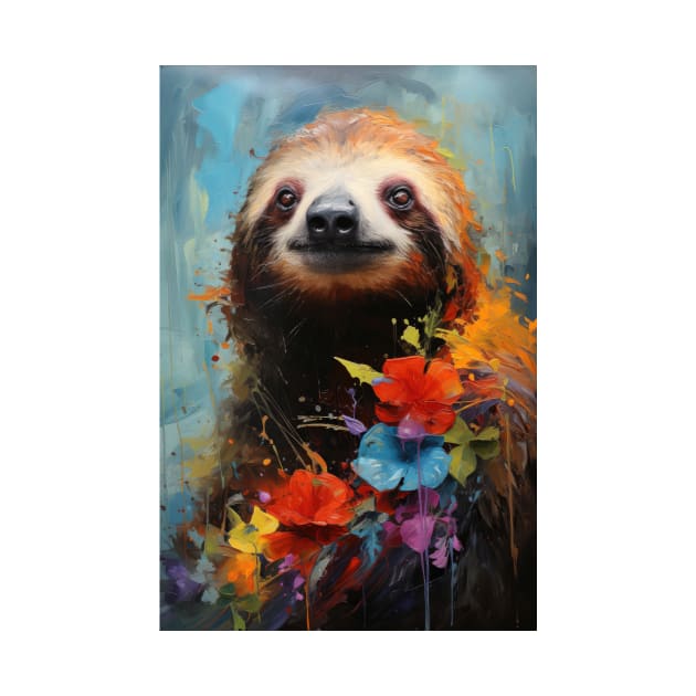 Sloth Portrait Painting by JensenArtCo