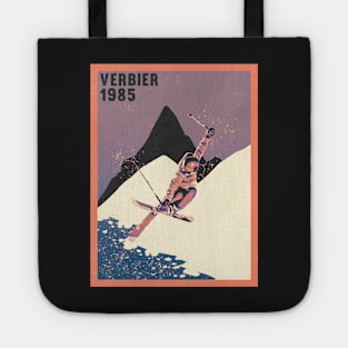 Verbier ski mountains 1985 vintage skiing 80's Tote