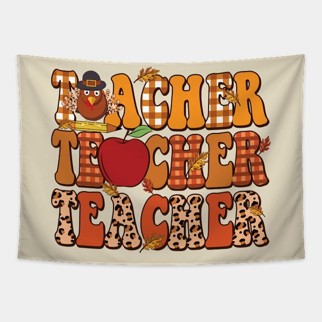 Teacher Thanksgiving I Teach The Cutest Turkeys Holiday T-Shirt Tapestry by SilverLake