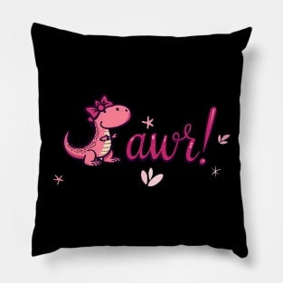 Pink Girl Dinosaur Rawr Pillow