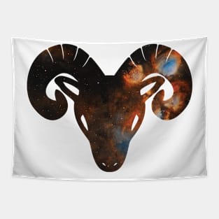 Aries Goat Head Cosmic Galaxy Tapestry