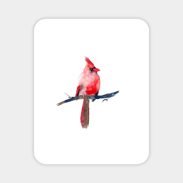 Red Cardinal - Watercolor Art Magnet by PaintsPassion