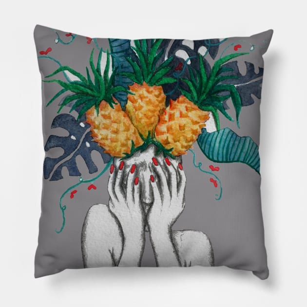 Pineapples are in my head Pillow by laurakfinnegan