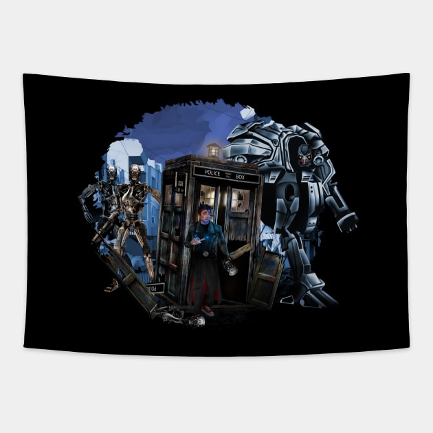 10th Doctor Lost and trapped at terminator war ZONE Tapestry by Dezigner007