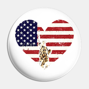 Leopard American Flag Hearts 4th of July Cute Pin