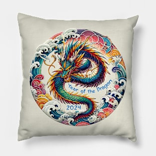 Vibrant Anime Dragon: Lunar New Year 2024 Pillow