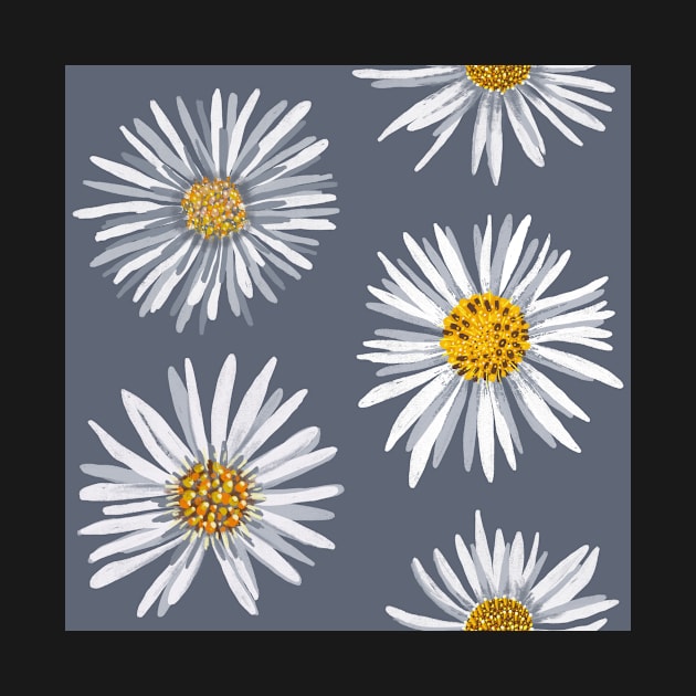 White asters on slate gray, dense by colorofmagic