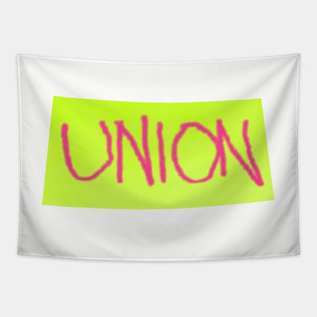 union - pink & green Tapestry by BrownWoodRobot