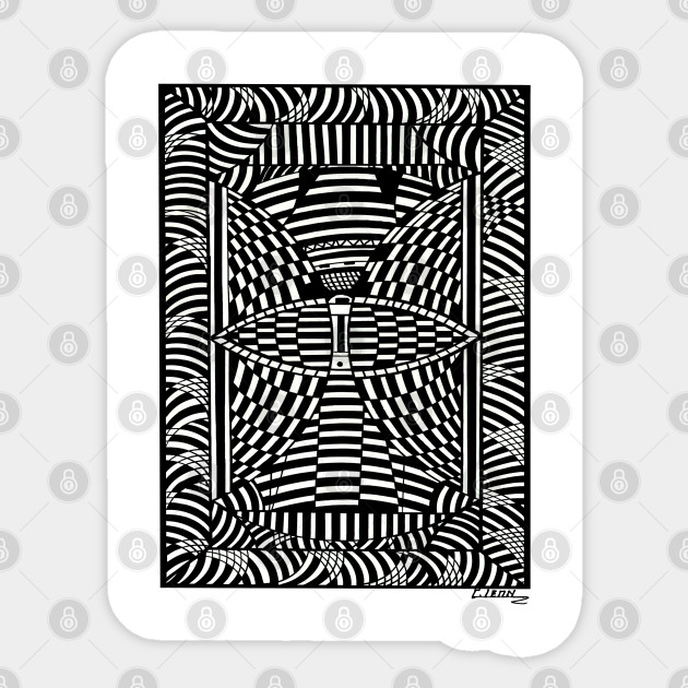 Black And White Abstract Surfer Surfing Fashion Sticker