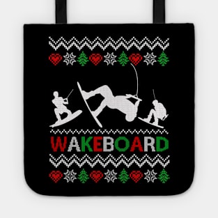 Vintage Retro Wakeboarding Ugly Christmas Funny Wakeboard Tote