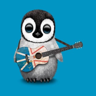 Baby Penguin Playing Newfoundland Flag Guitar T-Shirt