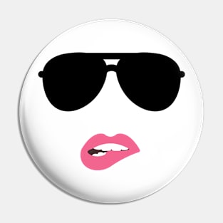 Black glasses and pink lips Pin