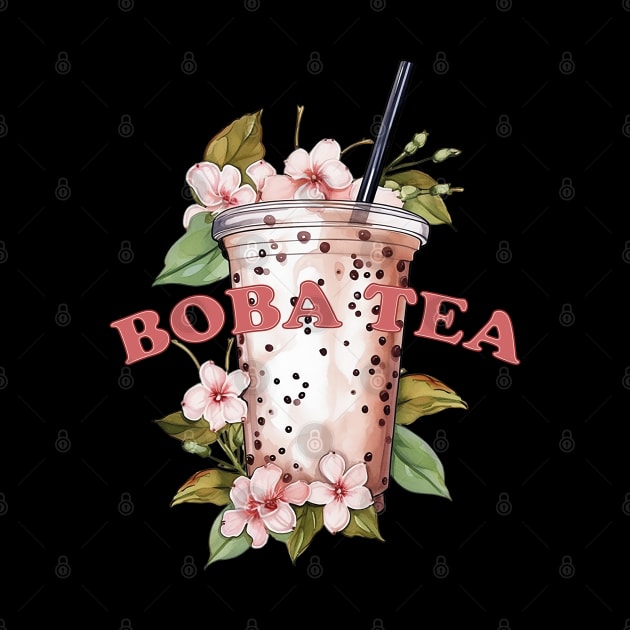 BOBA TEA - Bubble tea - flowers and boba by OurCCDesign