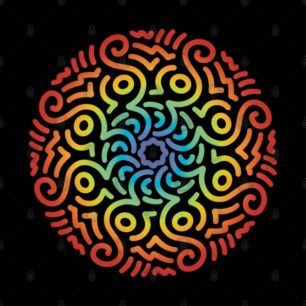 Minimalist Flower Mandala Art Rainbow by Art by Biyan