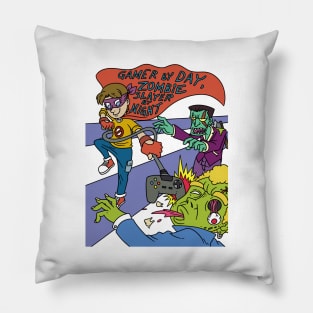 Gamer by day zombie slayer by night - Halloween Gift Pillow