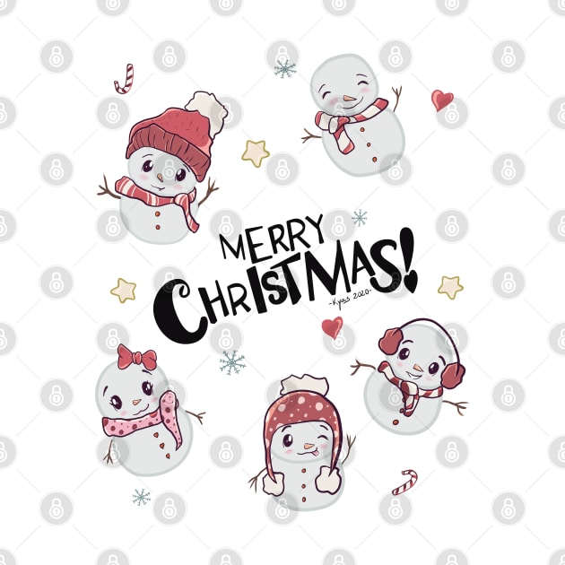 Merry Christmas with Cute Snowmen by KyasSan