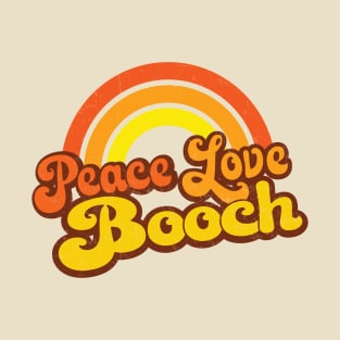 PEACE, LOVE, BOOCH - Retro Rainbow T-Shirt