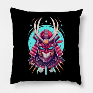 Mecha Samurai Oni Mask Pillow