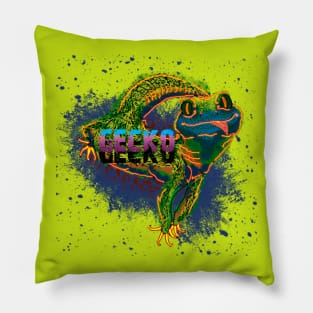 neon gecko Pillow