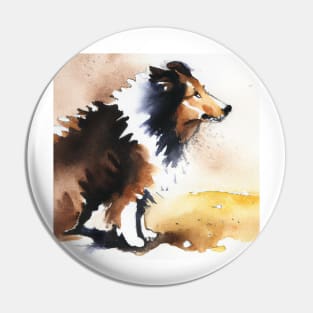 Collie Watercolor Painting - Dog Lover Gifts Pin