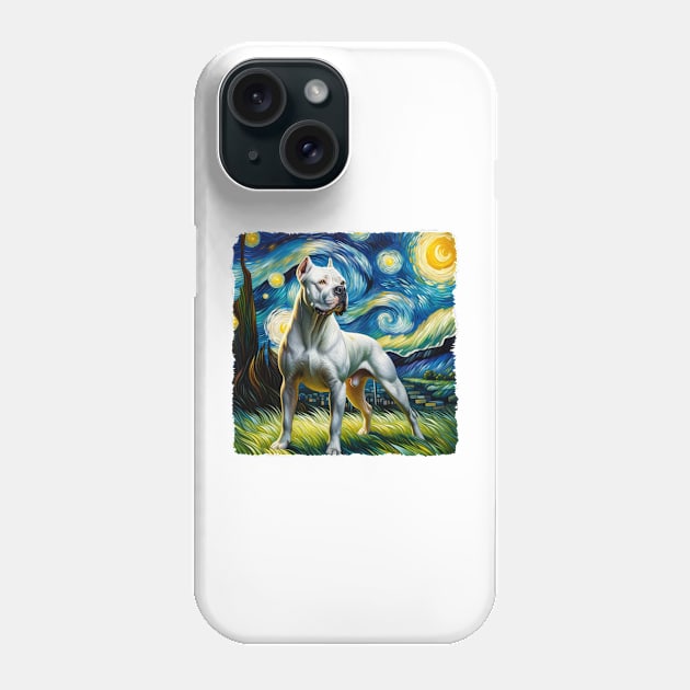 Starry Dogo Argentino Dog Portrait - Pet Portrait Phone Case by starry_night