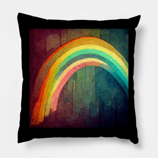 Vibrant colored rainbow on a washed out background. Pillow by Liana Campbell