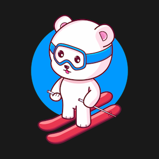 Cute Polar Bear Ski T-Shirt