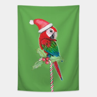 Green wing macaw Christmas style Tapestry