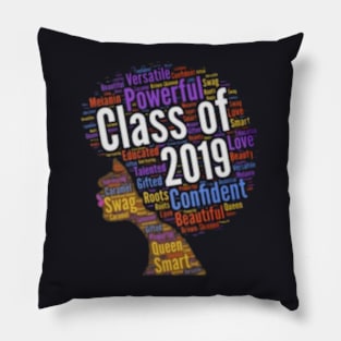 Class Of 2019 Colorful Afro Word Art Pillow