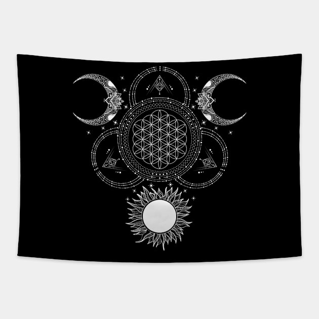 Flower Of Life | Sun and Moon Tapestry by CelestialStudio