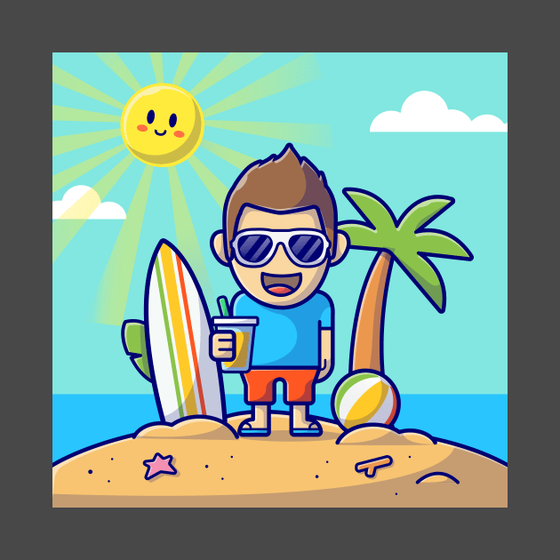 Cute Boy On the Beach In Summer Day by Catalyst Labs